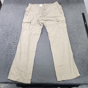 Cargo Pants Mens 36x33 Beige Straight Leg Casual Multi Pocket Button Utility